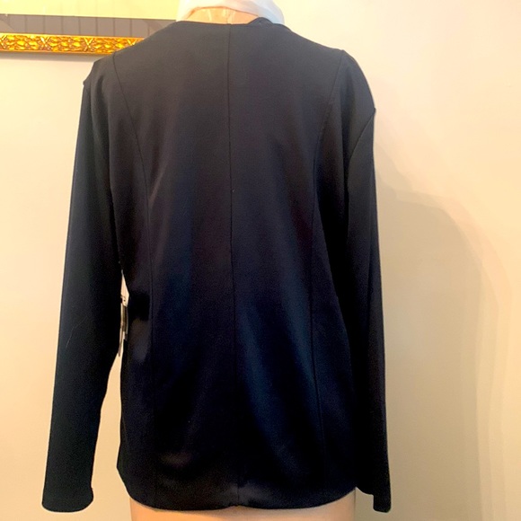 Dex black lined jersey jacket with front drape grey georgette - Picture 2 of 5